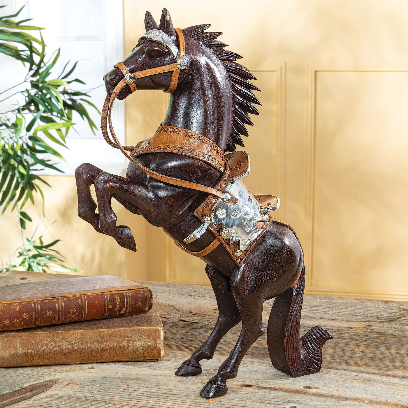 Hand-Carved Wild Horse Sculpture