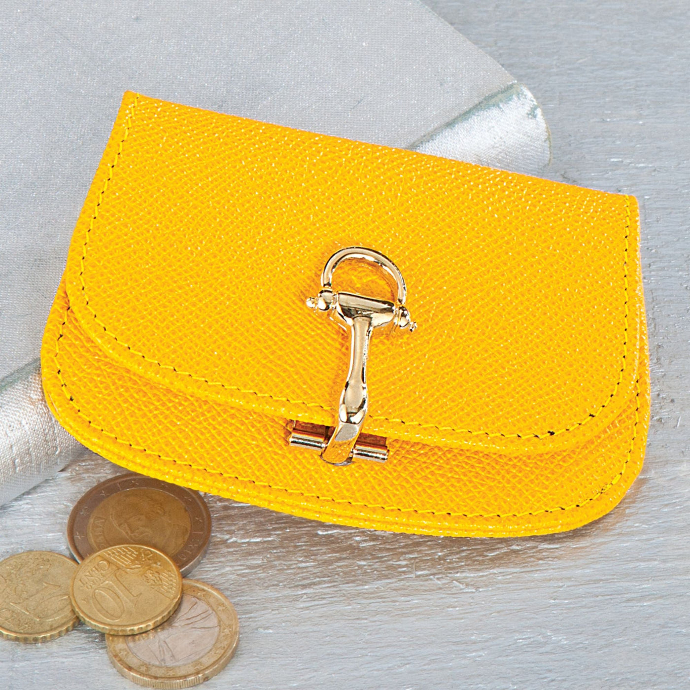 Italian Leather Sunny Yellow Coin Purse