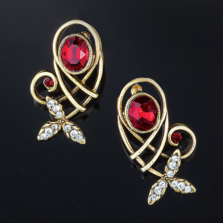 Red Crystal Trellis Earrings