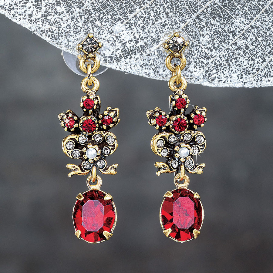 Garnet Crystal Earrings (Preorder)