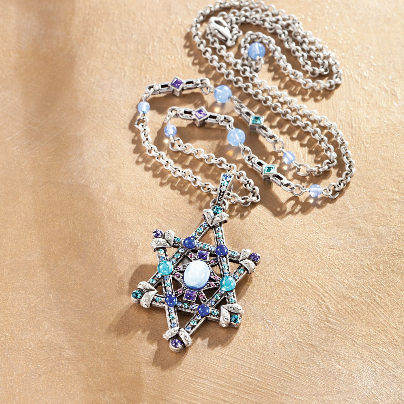 Star Of David Necklace With Crystals
