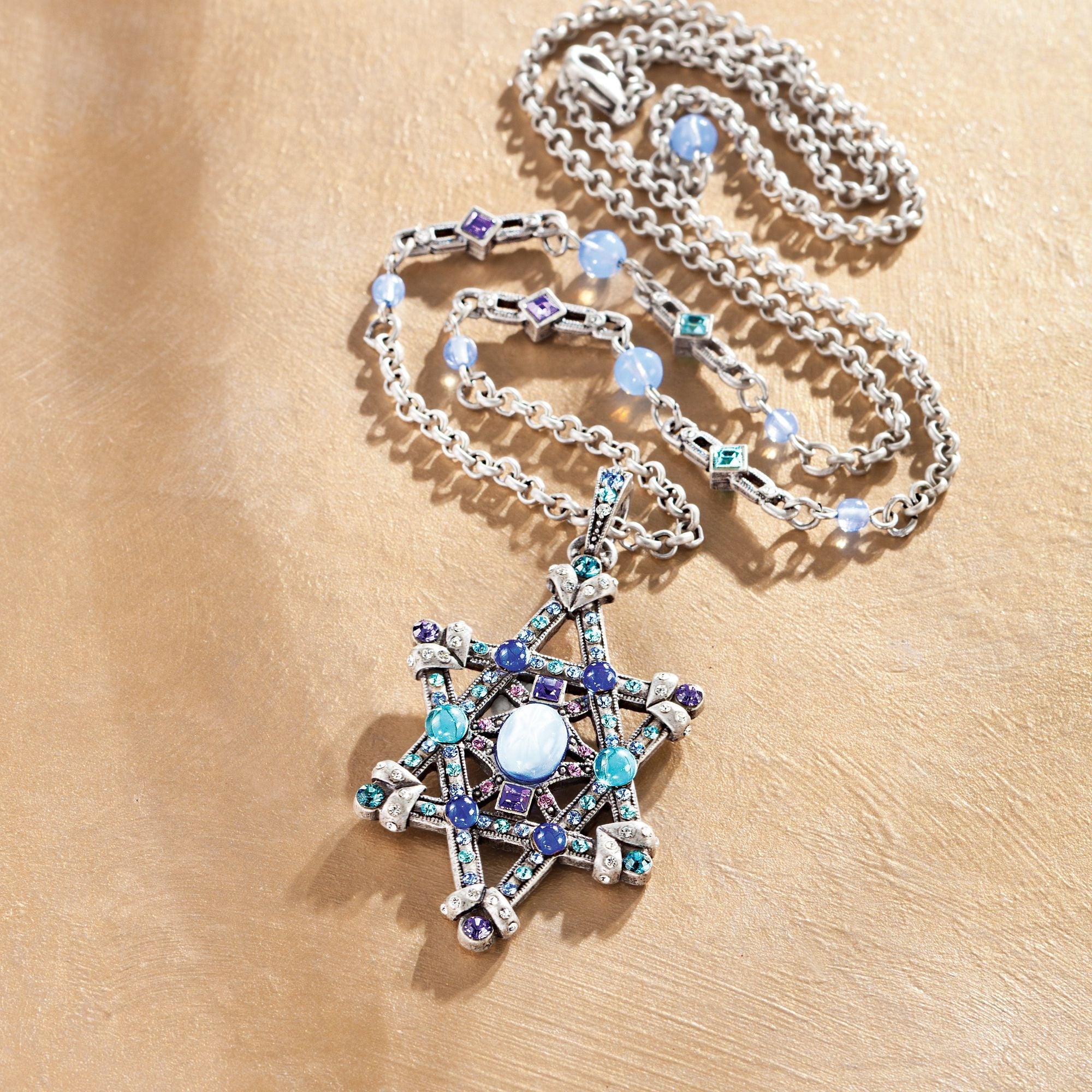 Star Of David Necklace With Crystals