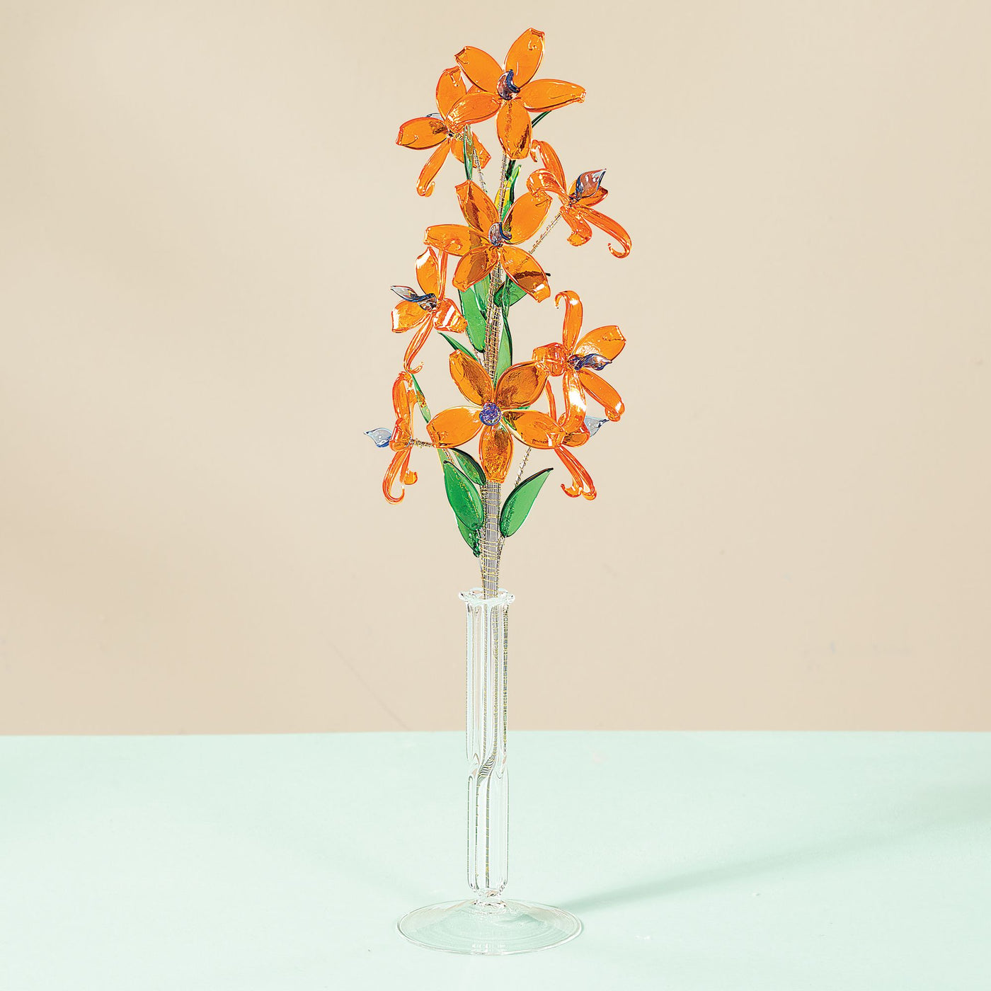 glass tiger lily Bohemian Glass Orange Tiger Lilies