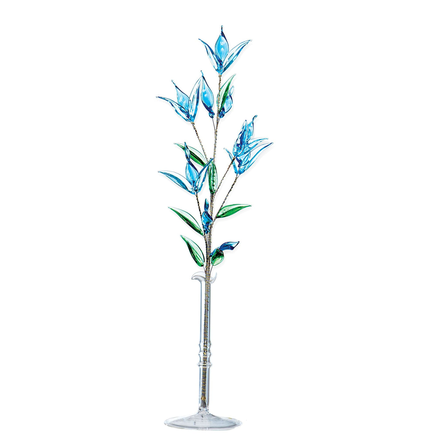 Light Blue Lampworked Bohemian Glass Flower