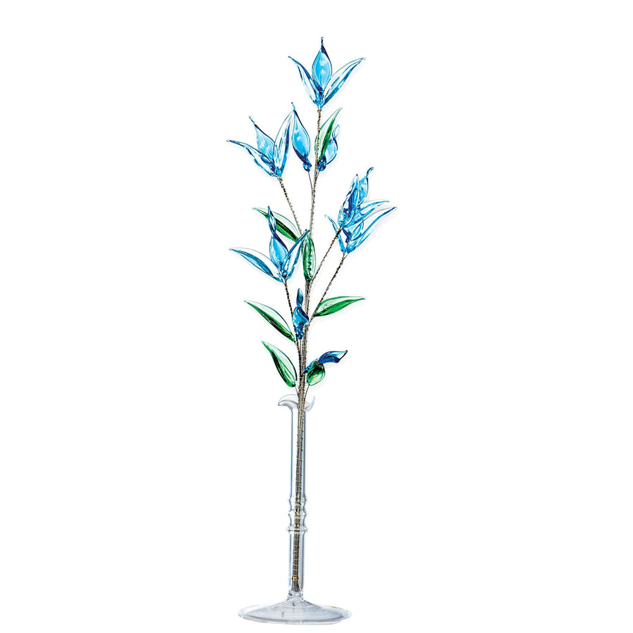 Light Blue Lampworked Bohemian Glass Flower