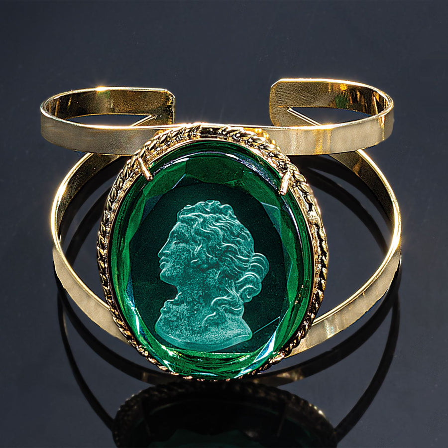 Elegant Emerald Intaglio Cameo Cuff
