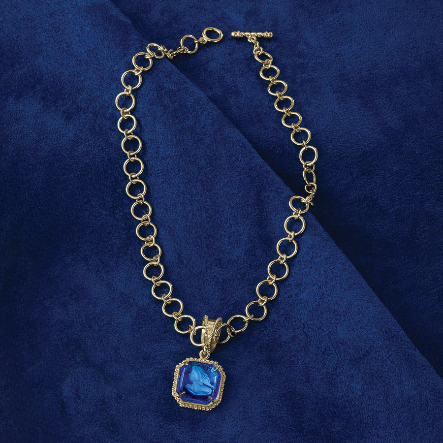 Breathtaking In Blue Murano Glass Intaglio Necklace