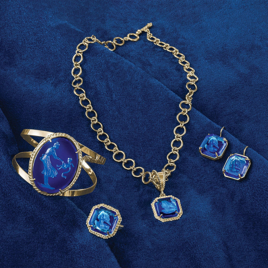 Breathtaking In Blue Murano Glass Intaglio Cuff
