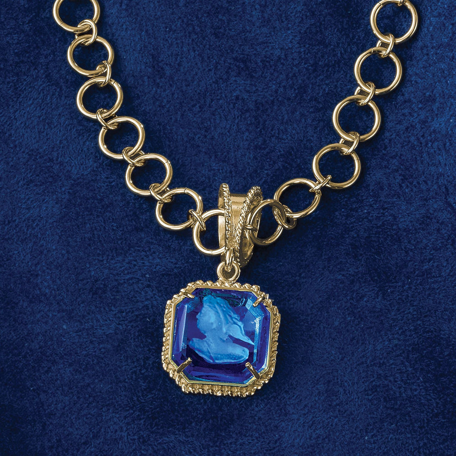 Breathtaking In Blue Murano Glass Intaglio Necklace