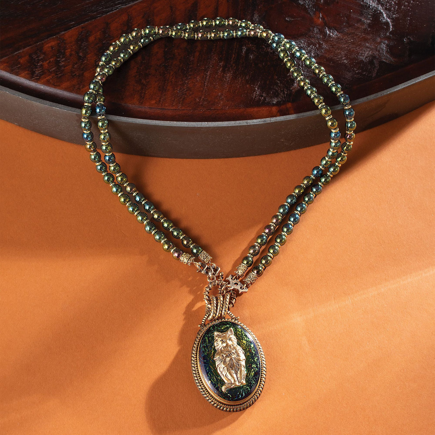 Vintage-Style Crystals & Cats Statement Necklace