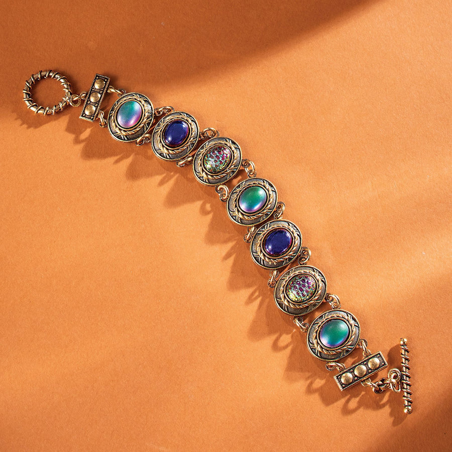 Vintage-Style Cabochan Link Bracelet