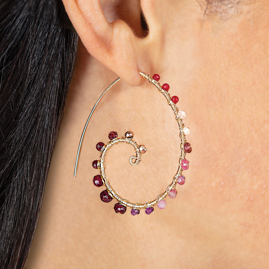 Gemstone Valentine Vibes Swirling Hoop Earrings