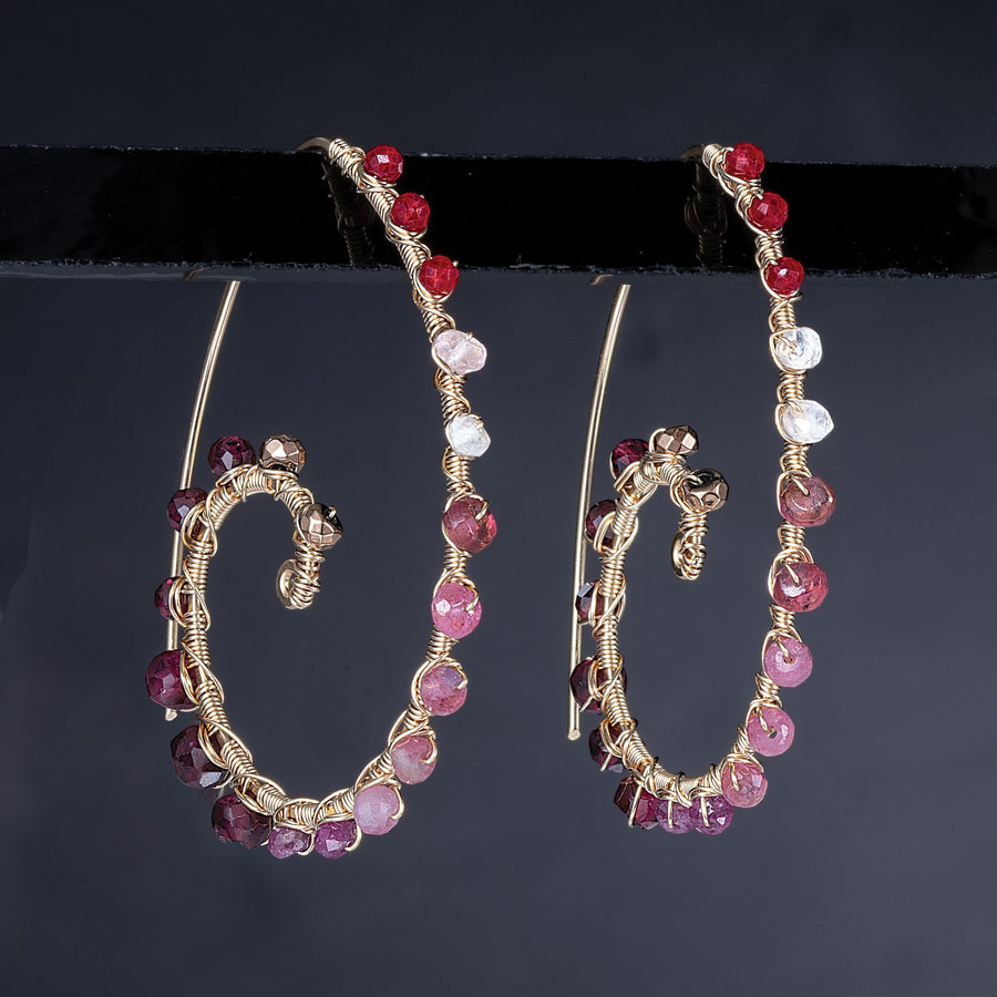 Gemstone Valentine Vibes Swirling Hoop Earrings