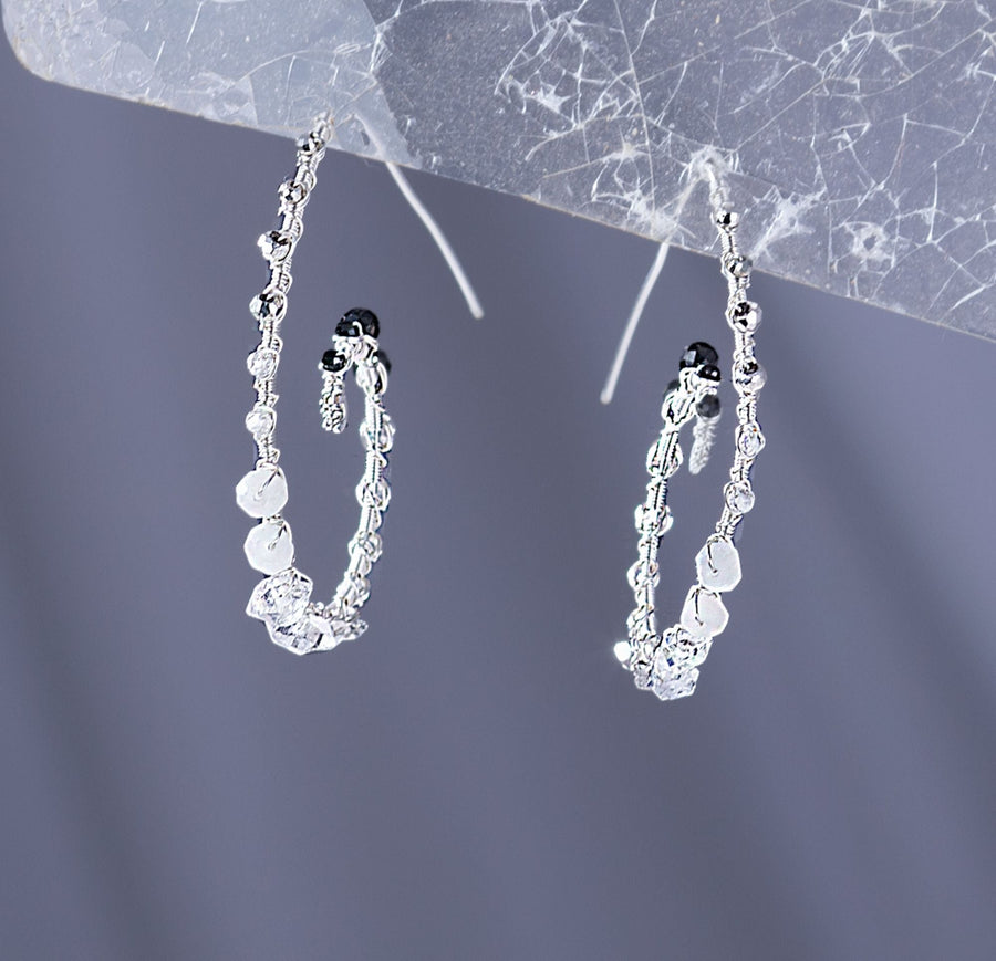 Gemstone Silver Ombre Spiral Earrings