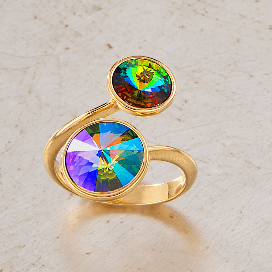 Swarovski Crystal Rainbow Iridescence Adjustable Ring
