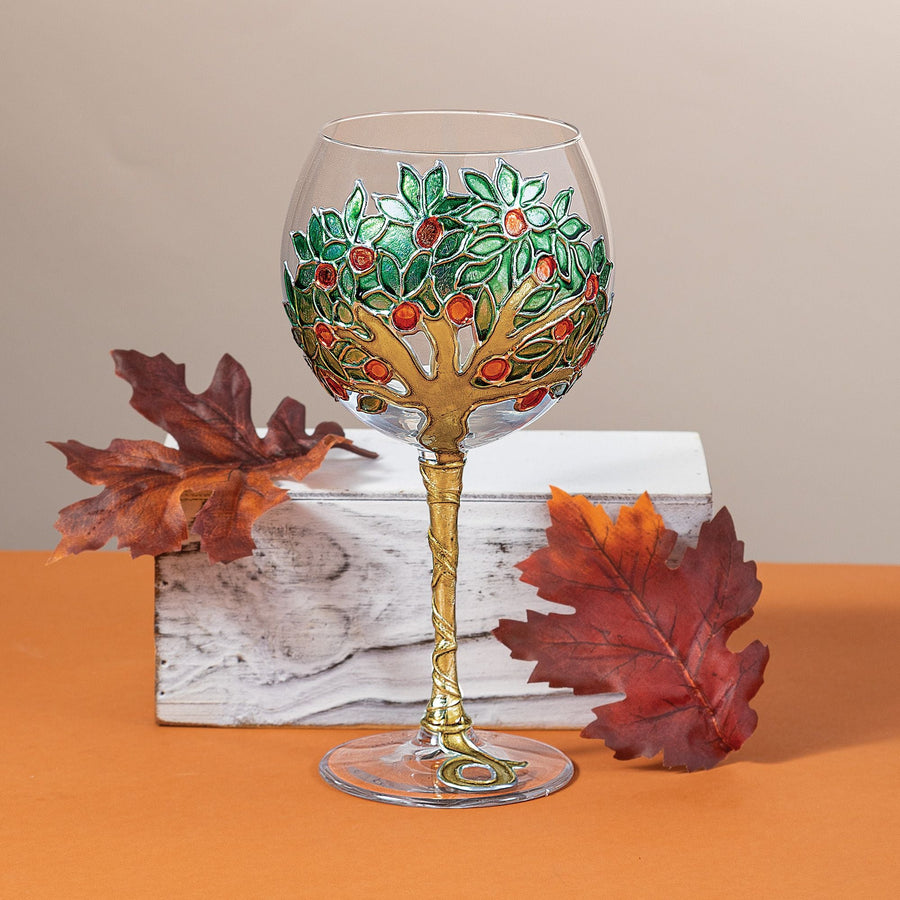 Hand-Gilded Apple Tree Wine Glass