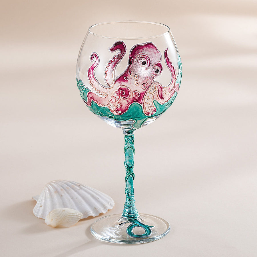 Hand-Gilded Octopus Wine Glass