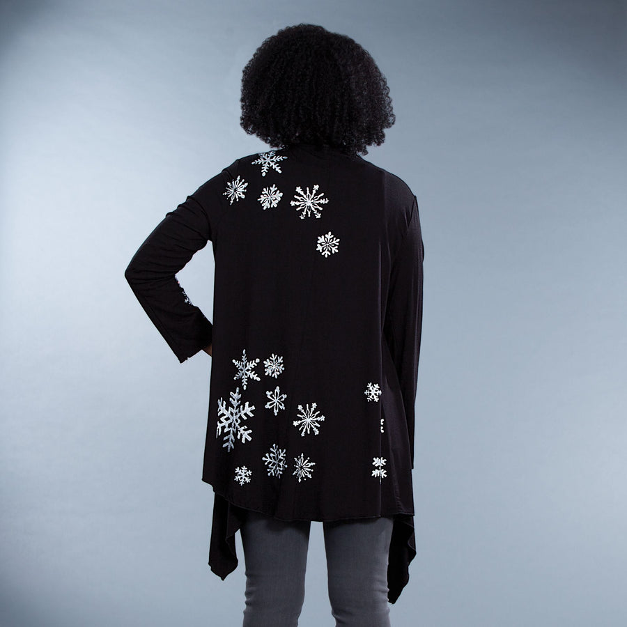 Hand-Painted Let It Snow Black Cardigan
