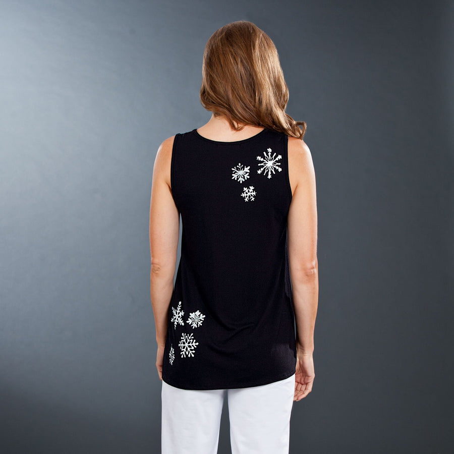 Hand-Painted Let It Snow Black Tank Top