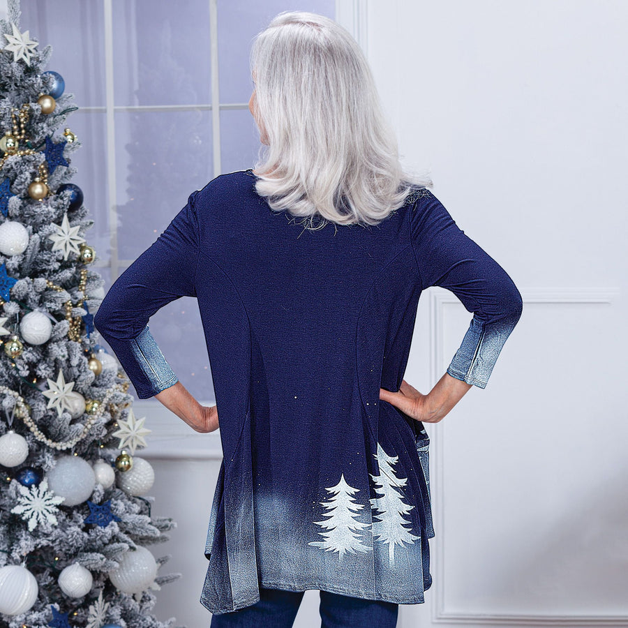 Hand-Painted Snowy Night Blouse
