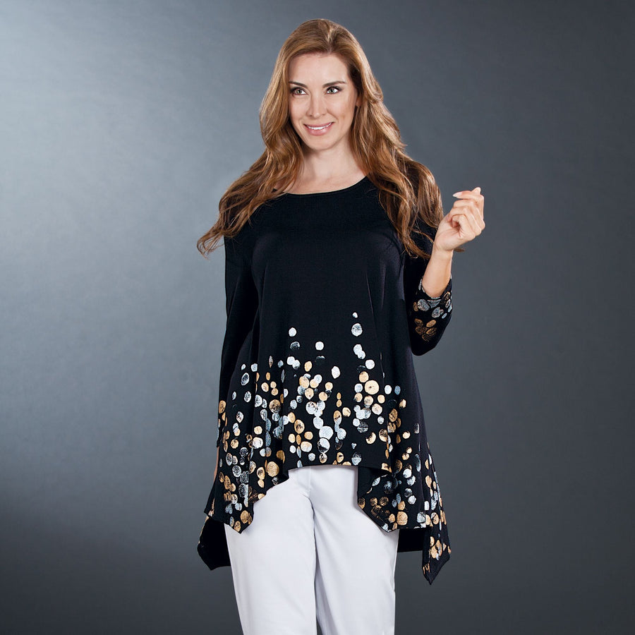 Hand-Painted Cheers! Black Blouse