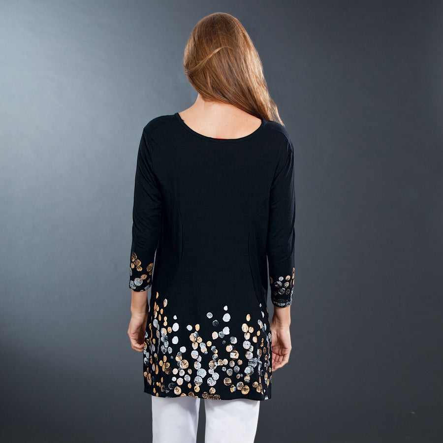 Hand-Painted Cheers! Black Blouse