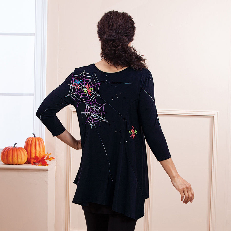 Hand-Painted Spooky Spiders Blouse