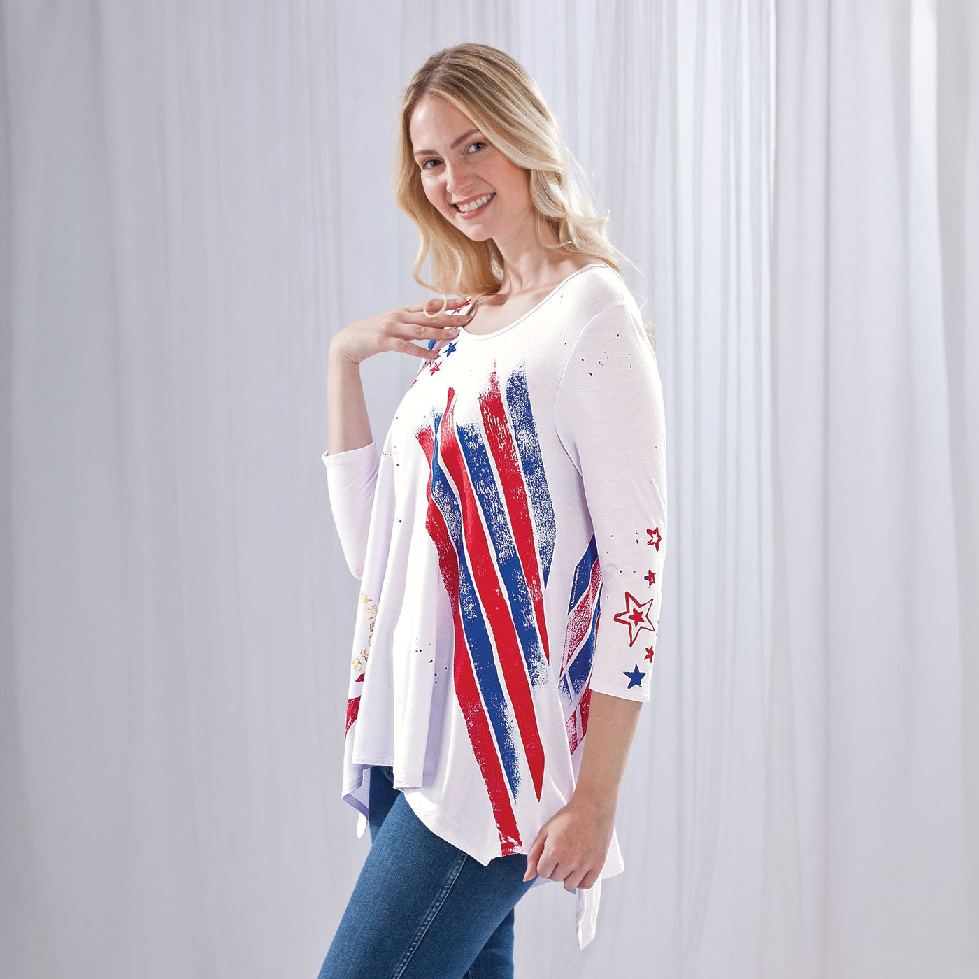 Hand-Painted Miss Maritime White Blouse