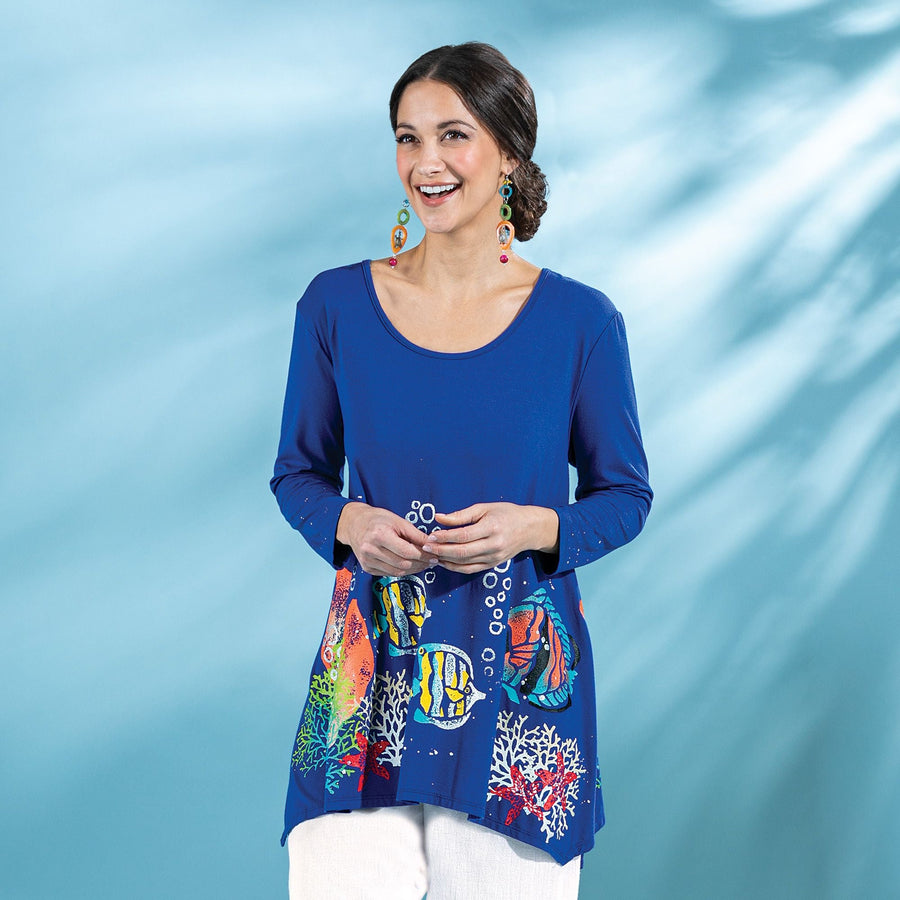 Mermaid's Paradise Hand-Painted Blouse