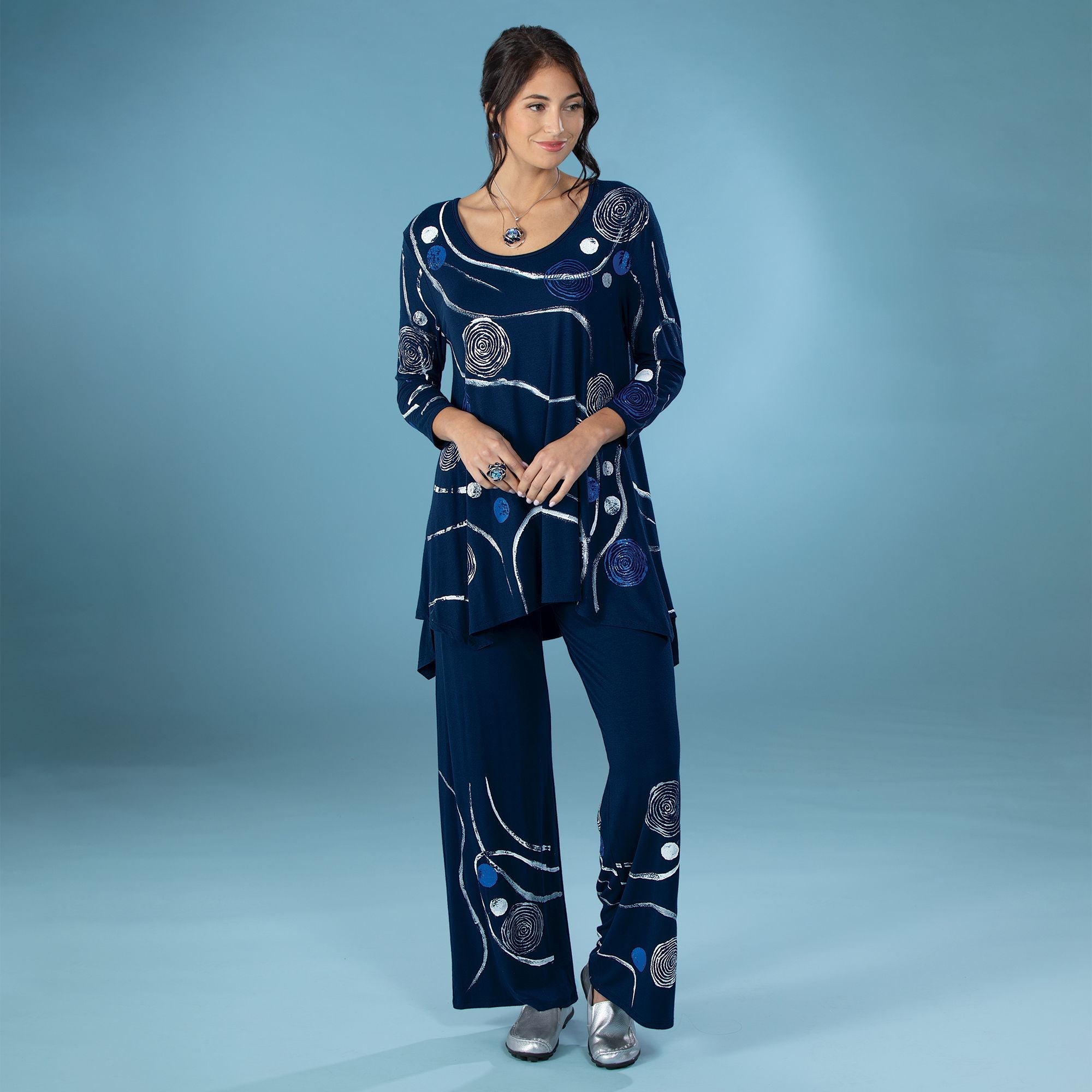 Hand-Painted Running In Circles Wide Leg Pants | Uno Alla Volta