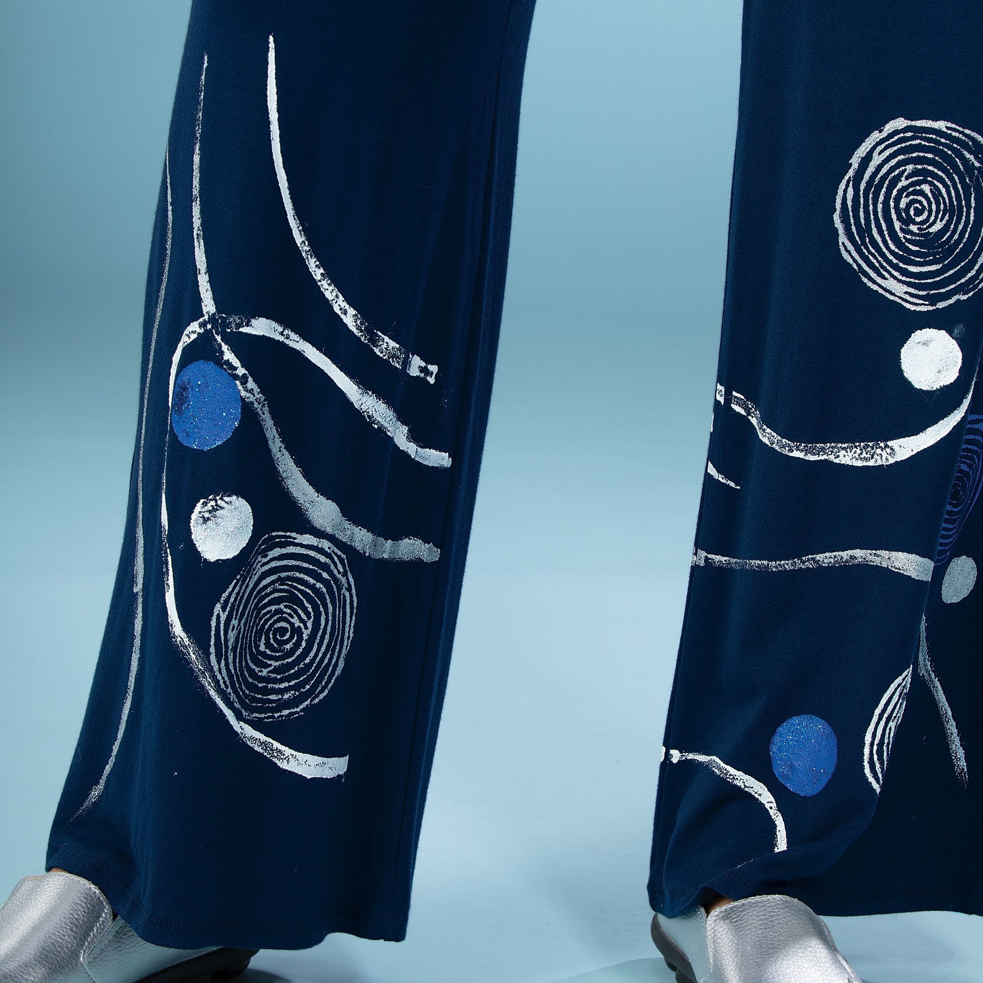 Hand-Painted Running In Circles Wide Leg Pants | Uno Alla Volta Hand-Painted Running In Circles Wide Leg Pants | Uno Alla Volta