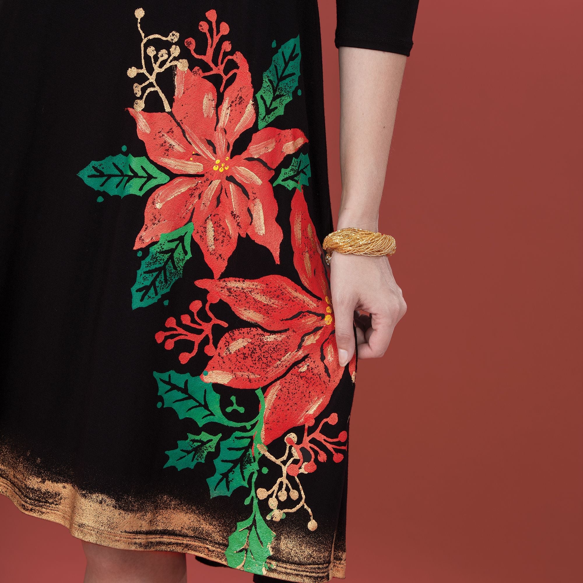 Hand-Painted Pretty In Poinsettias Dress