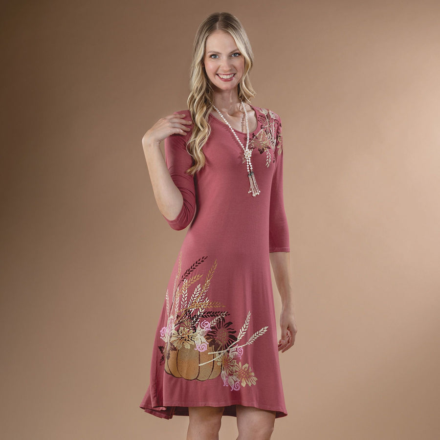 Hand-Painted Autumn Roses Dress