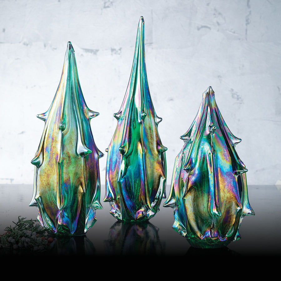 Hand-Blown Glass Medium Iridescent Tree