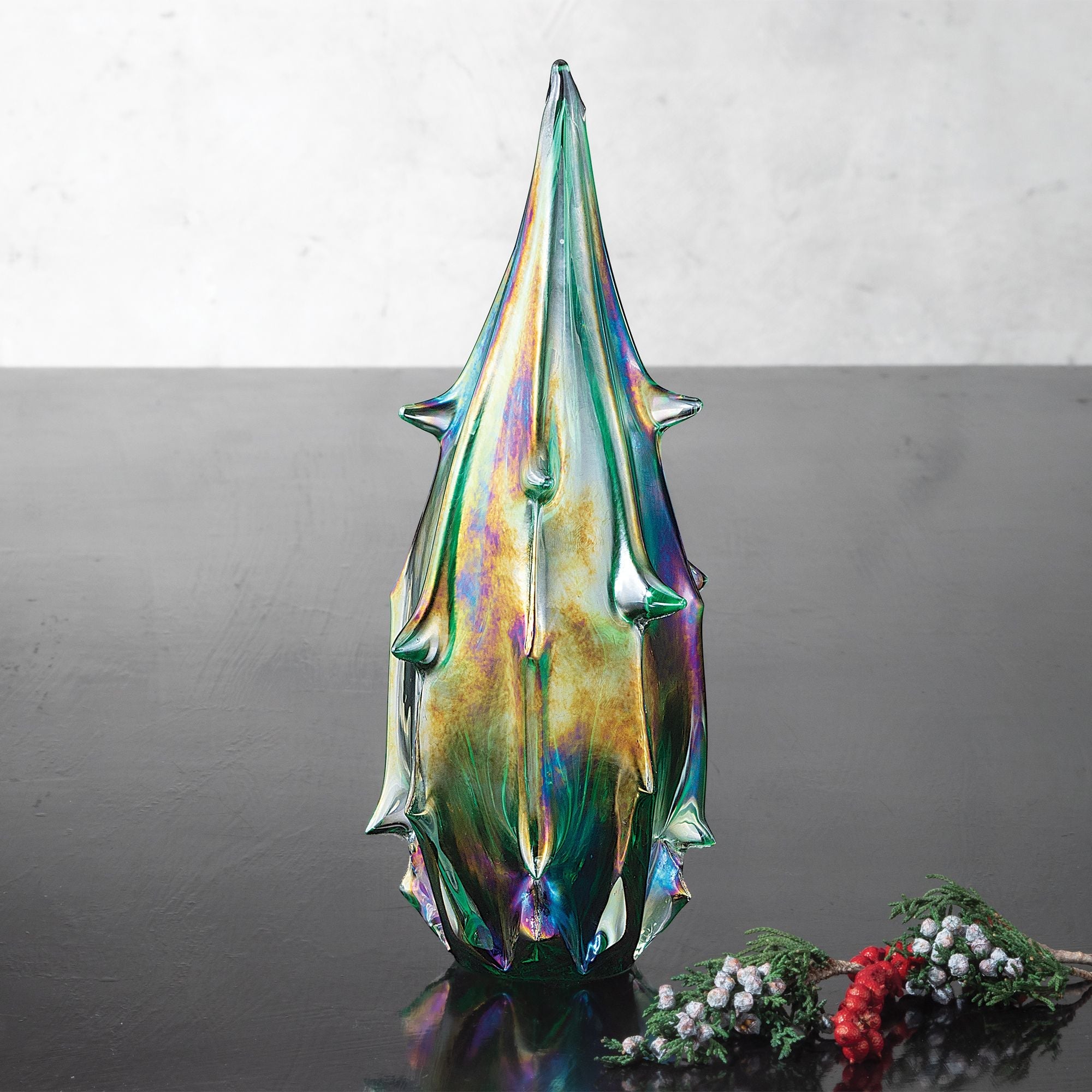 Hand-Blown Glass Medium Iridescent Tree