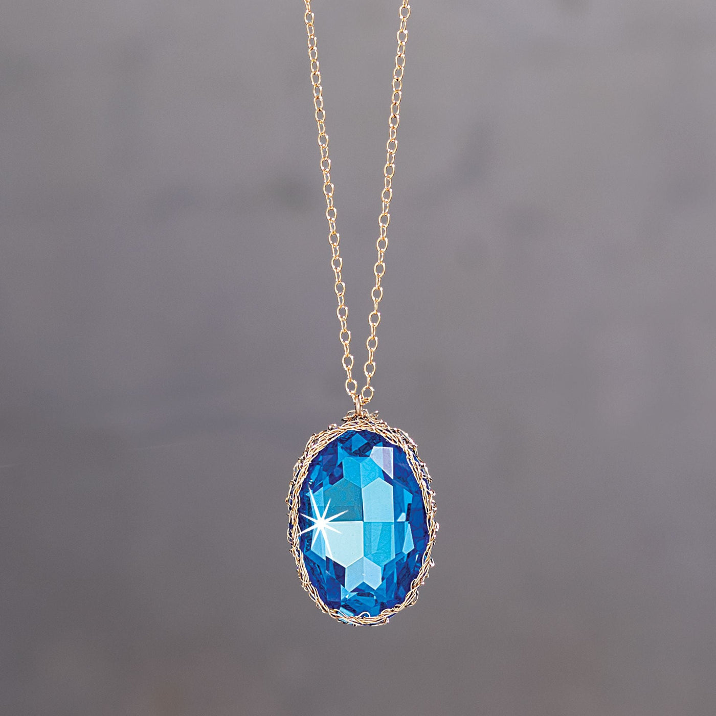 ''Light My Sapphire'' Swarovski Crystal Necklace | Uno Alla Volta