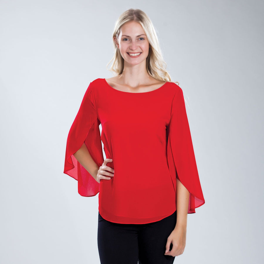 Red Tulip Sleeve Blouse