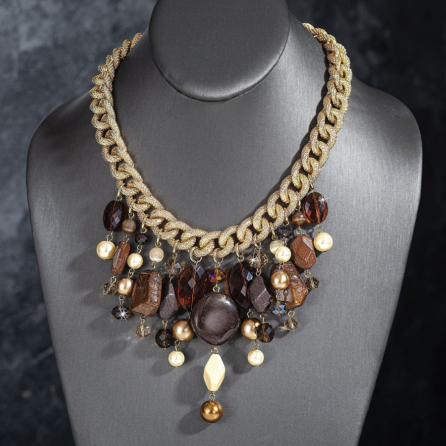 Gold Pearl Statement Necklace