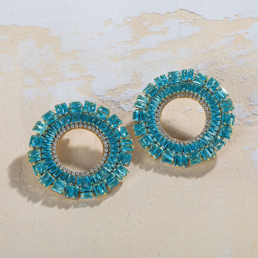 Teals Of Tuscany Circle Earrings