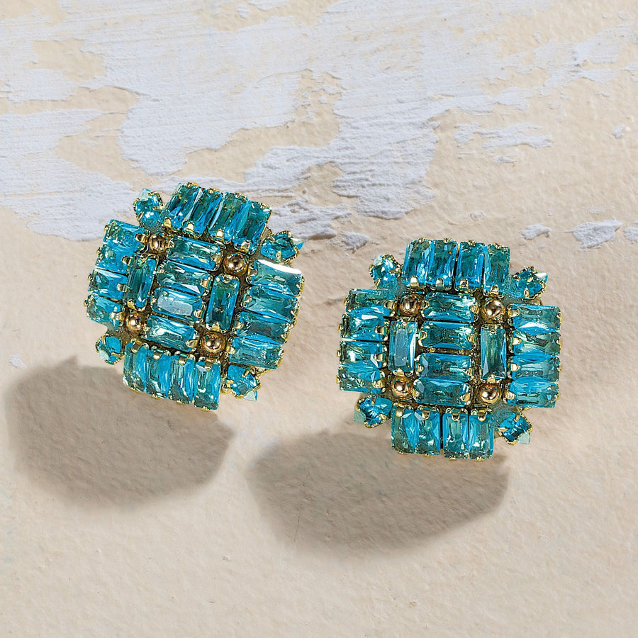 Teals Of Tuscany Square Earrings