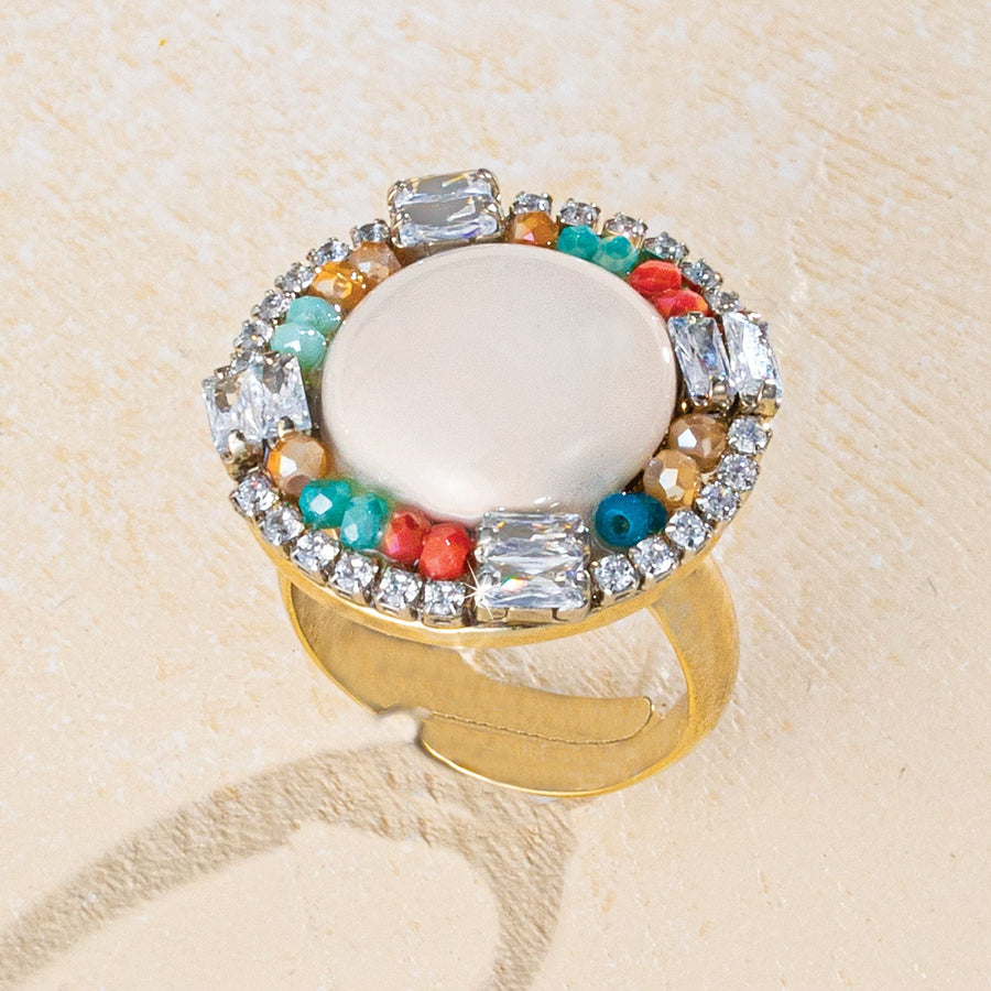Encrusted Serenity Coral Ring