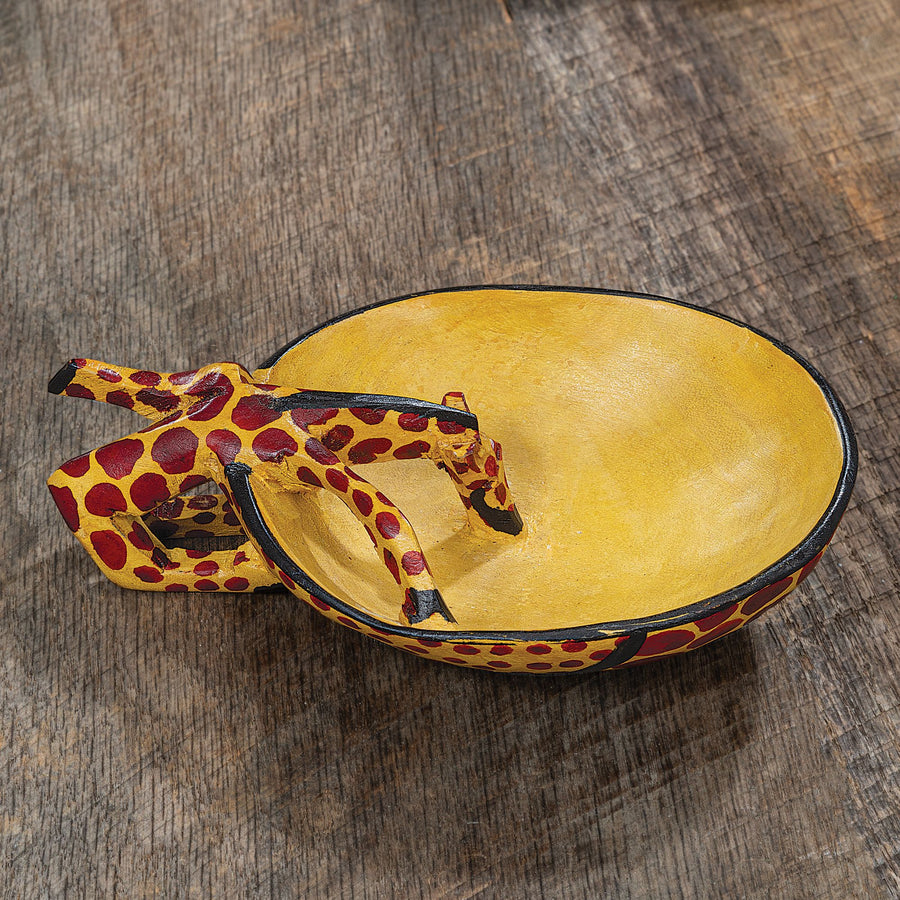 Handcarved Drinking Giraffe Wooden Bowl