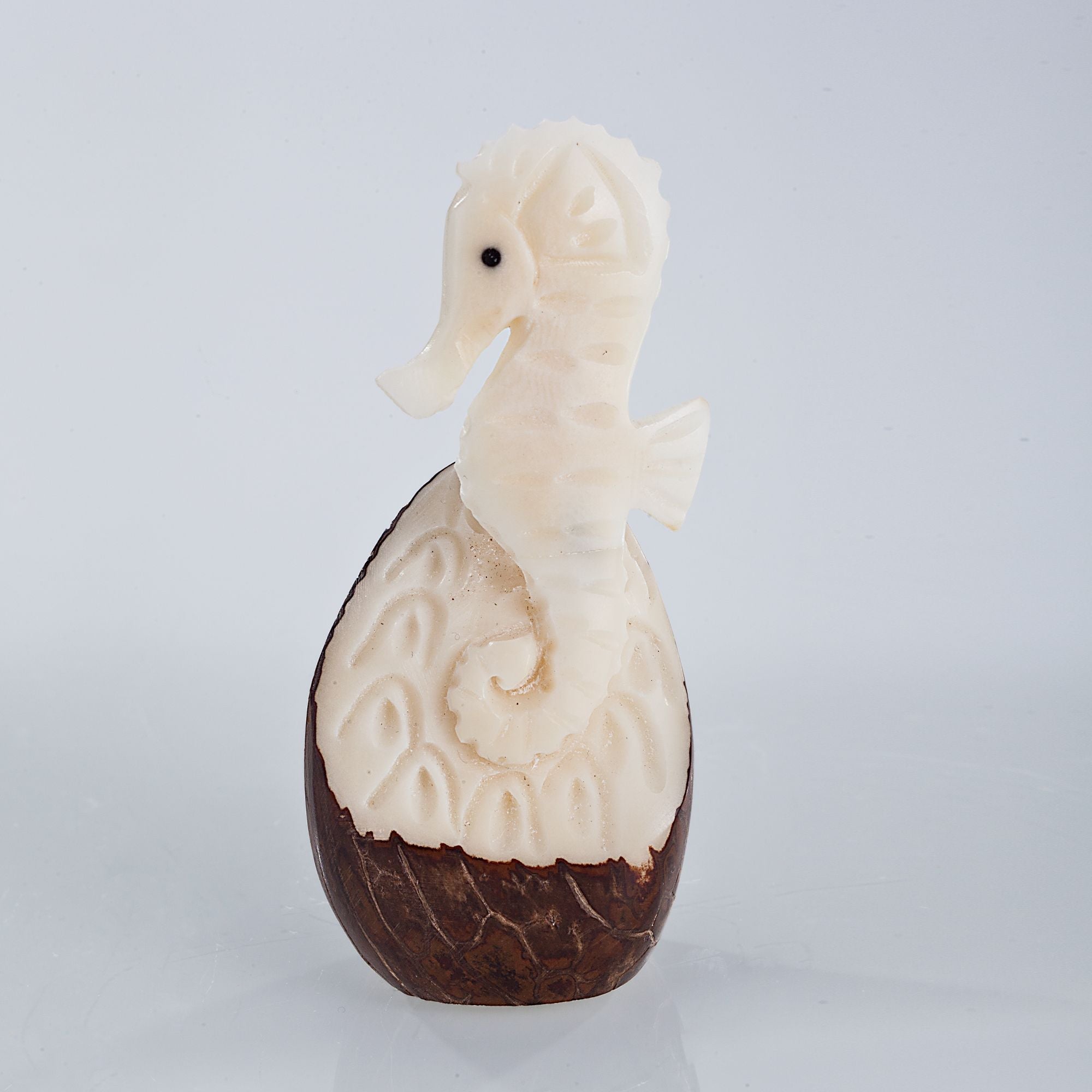 Hand-Carved Tagua Nut Seahorse Sculpture