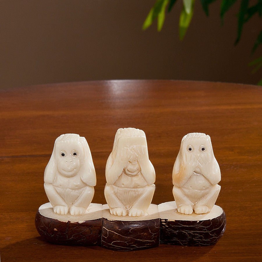 Three Wise Monkeys Tagua Nut Figurines