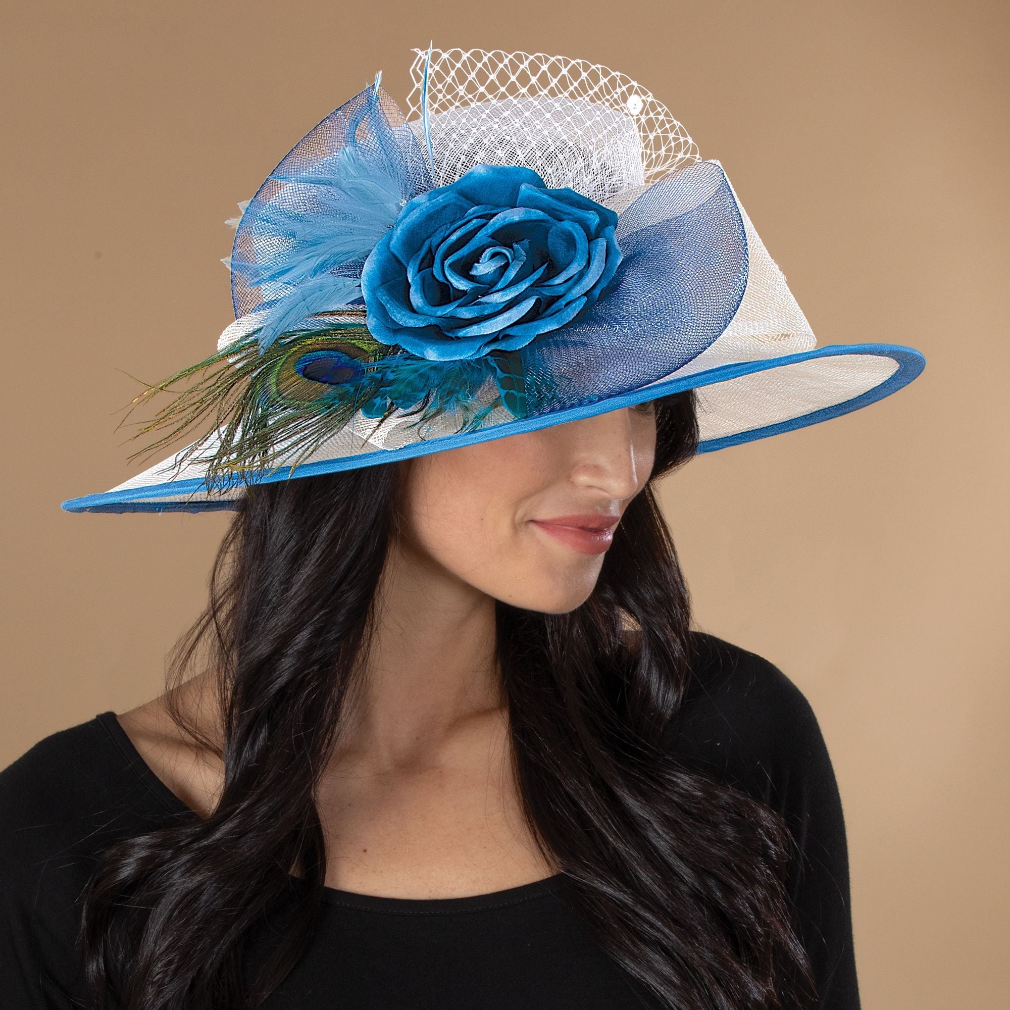 Mitzi Blue & White Derby Hat