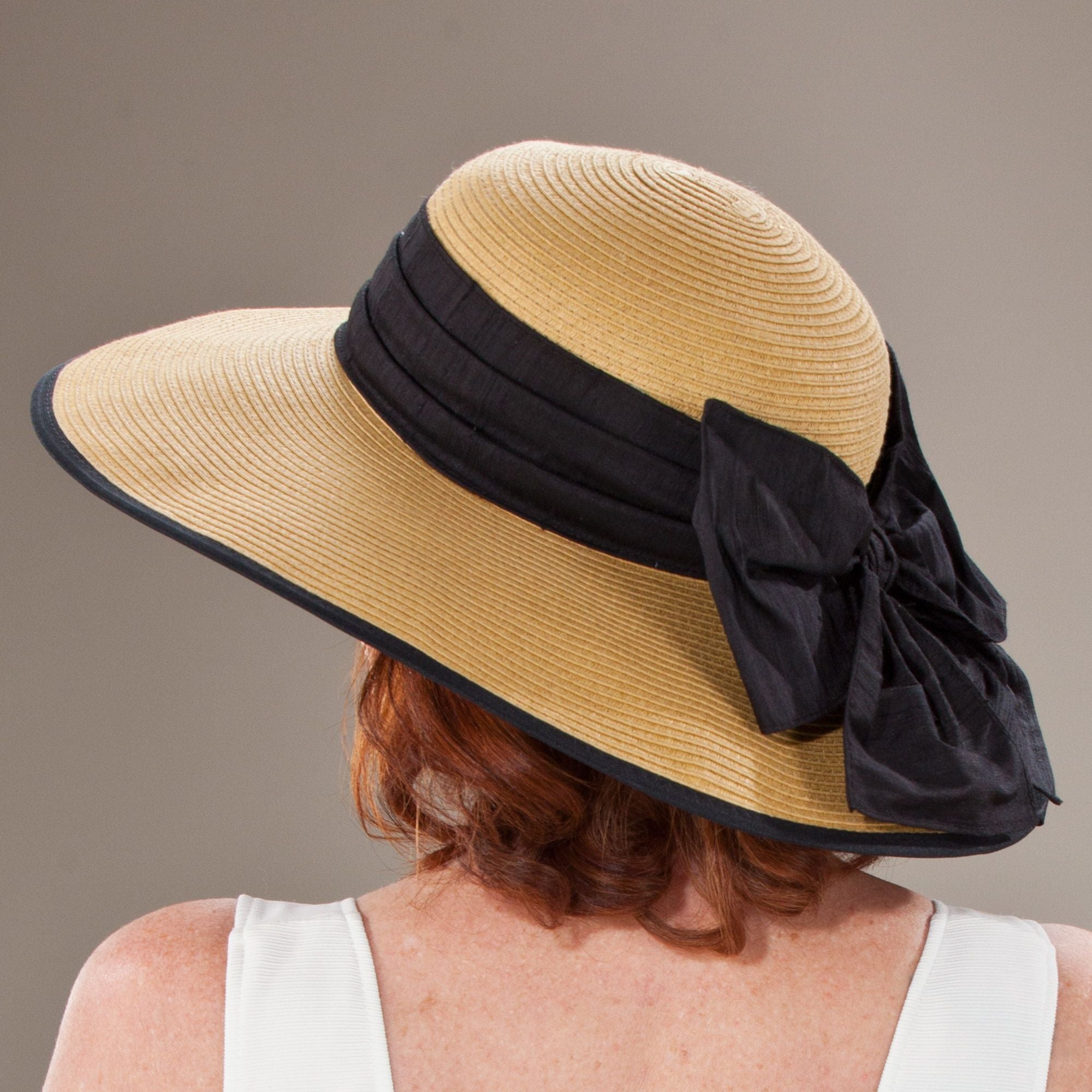 Maryann Black Dupioni Silk Sun Hat