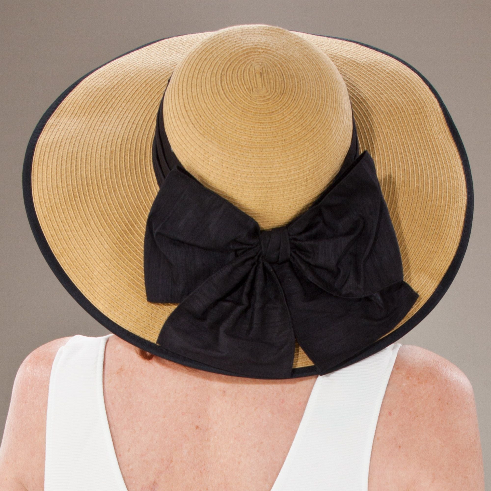 Maryann Black Dupioni Silk Sun Hat