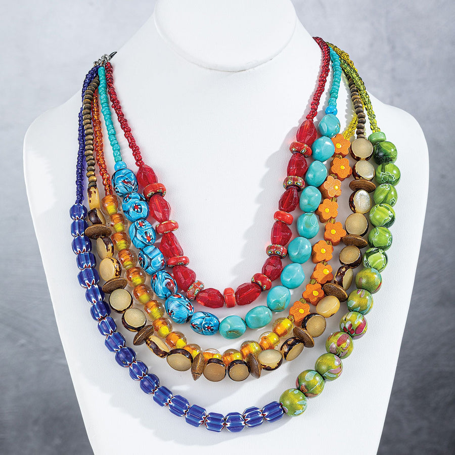 Rainbow Colored Multistrand Necklace