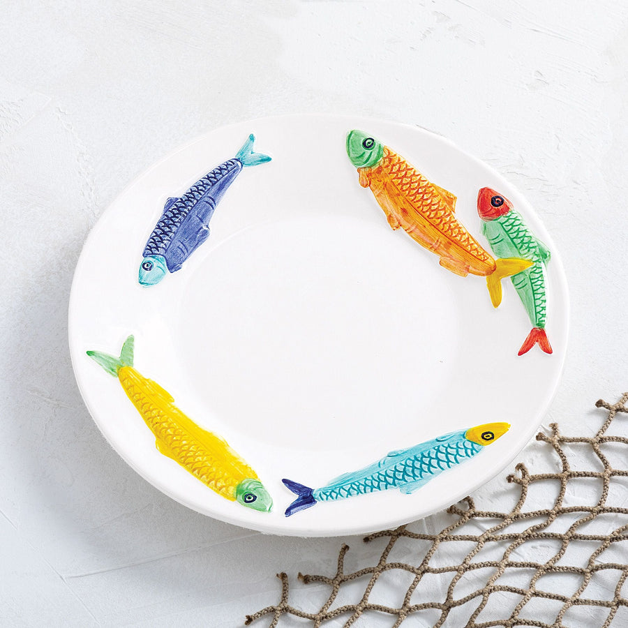 Gone Fishing White Salad Plate