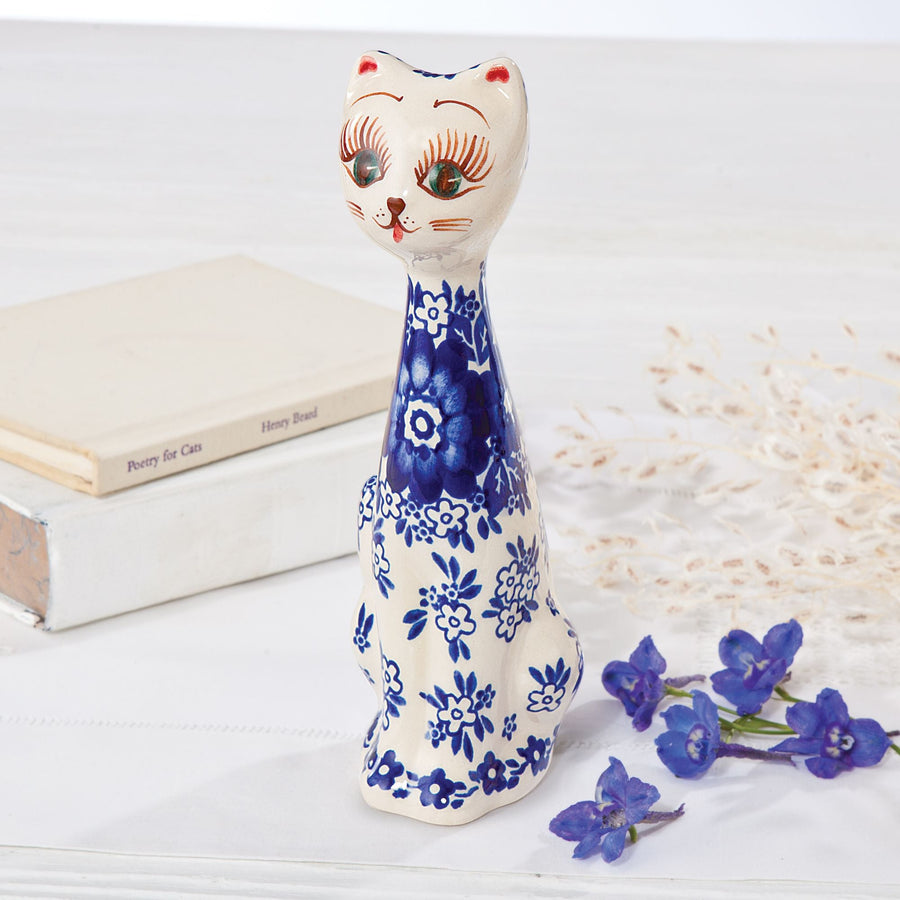 Polish Pottery ''Spirit Of Brzeg'' Floral Cat